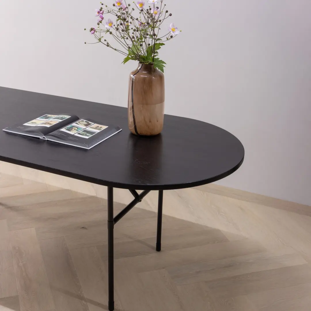 WOOOD Arthur Eettafel Ovaal - Eikenhout Zwart 220x90cm - afbeelding 2 van 6