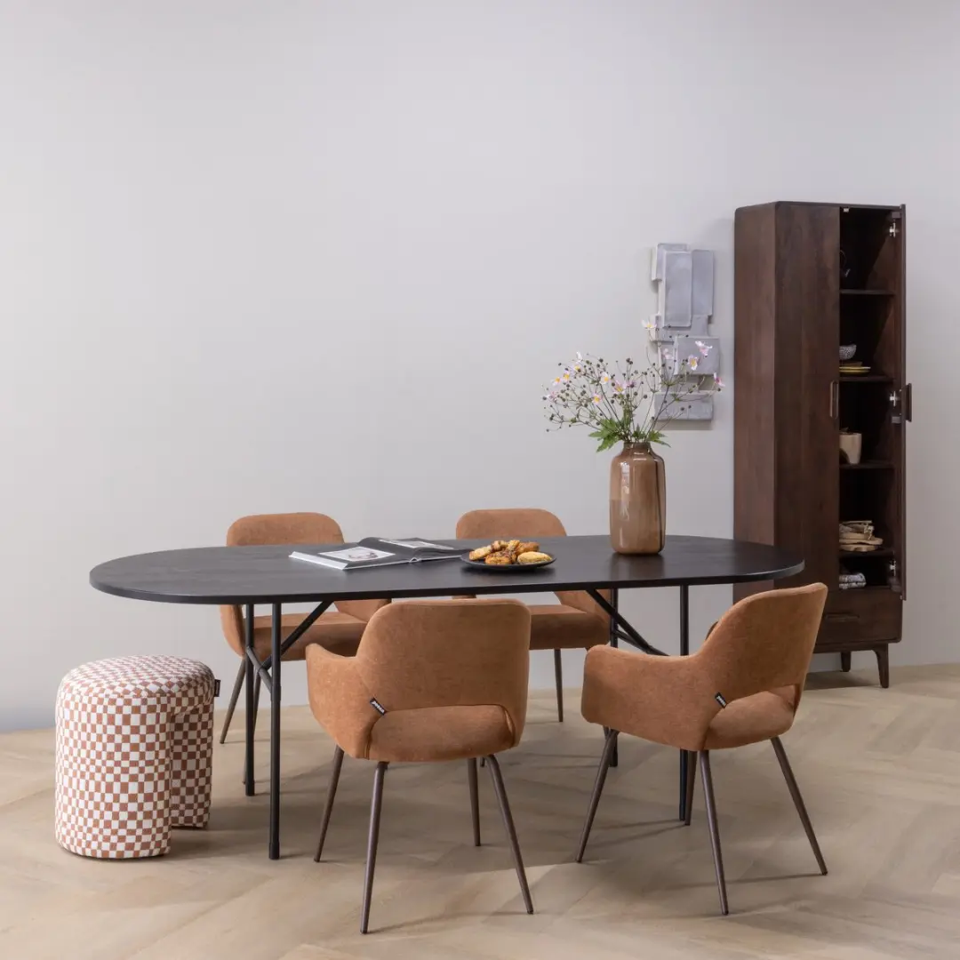 WOOOD Arthur Eettafel Ovaal - Eikenhout Zwart 220x90cm - afbeelding 6 van 6