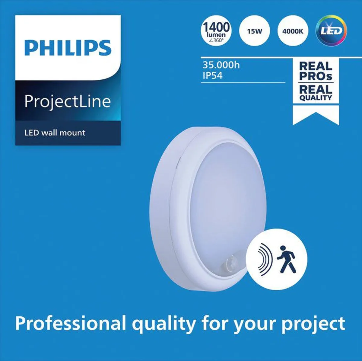 Philips ProjectLine Wandlamp 15W IP54 - 4000K - Wit
