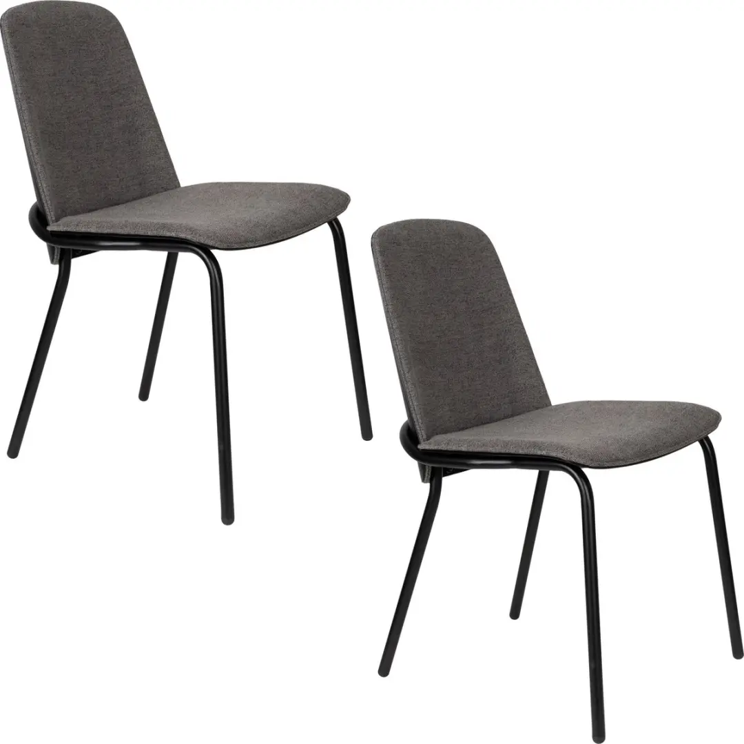 Zuiver Clip Eetkamerstoelen Zwart/Grijs - Set van 2