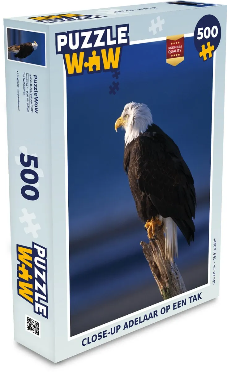 PuzzleWow Adelaar Close Up Tak Legpuzzel 500 Stuks - Multicolor