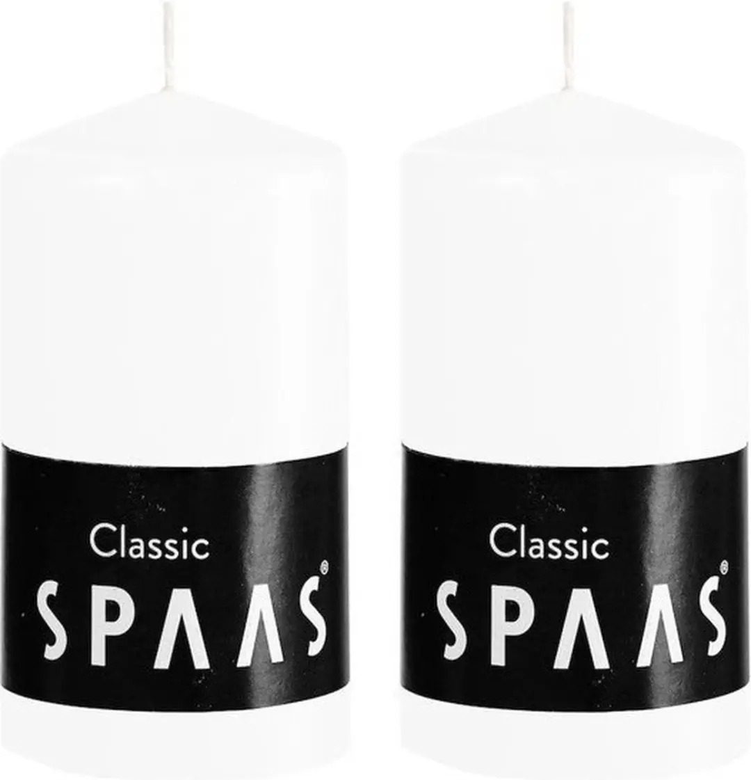 2x Witte cilinderkaarsen/stompkaarsen 6 x 10 cm 25 branduren