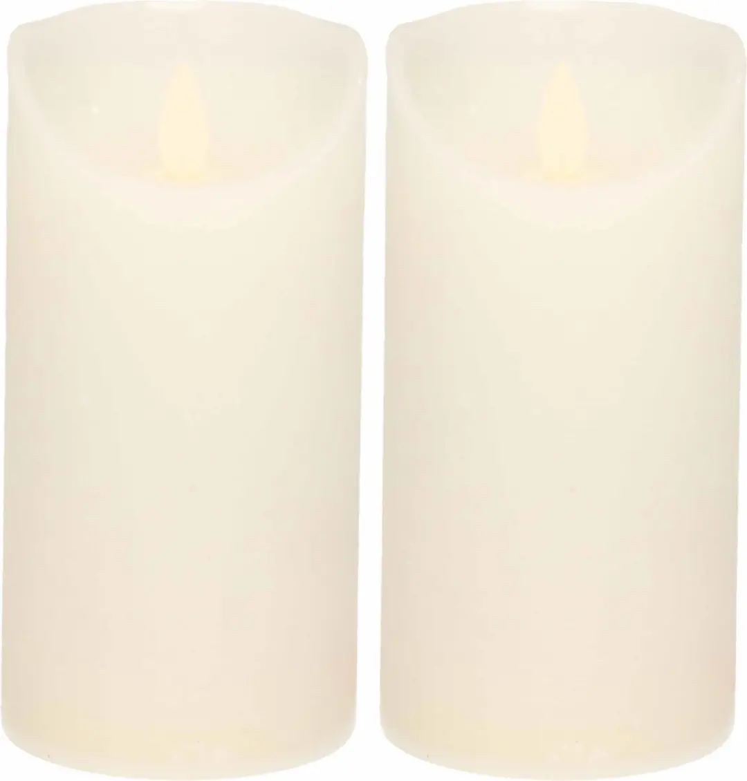 2x Witte LED kaars / stompkaars 15 cm