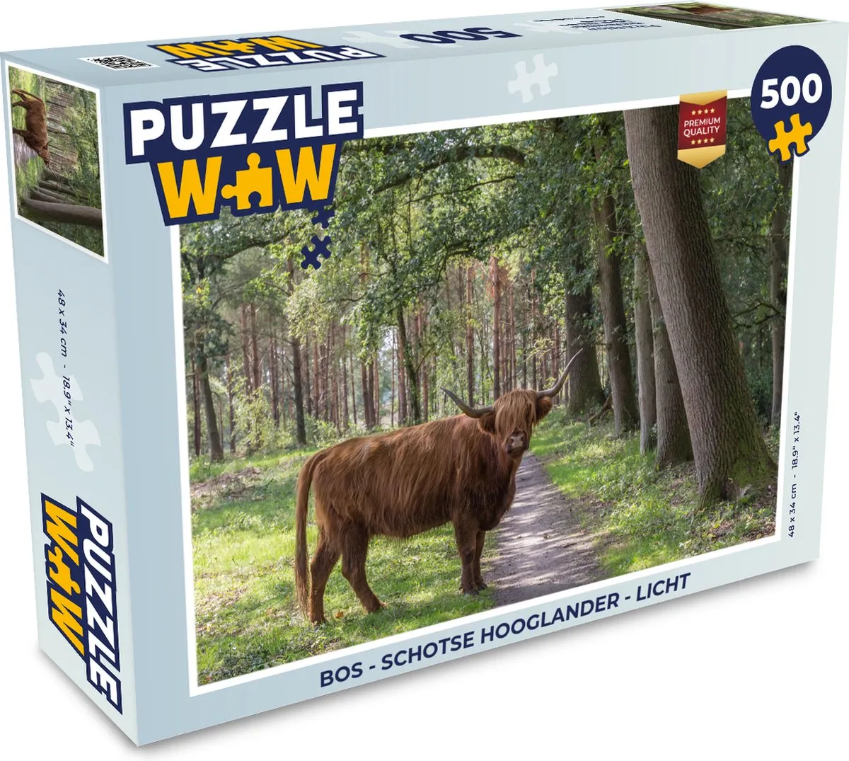 PuzzleWow Bos Schotse Hooglander Legpuzzel 500 Stuks