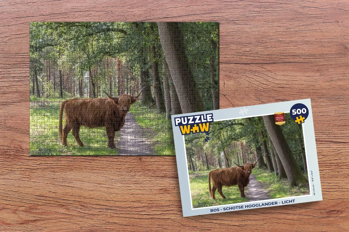PuzzleWow Bos Schotse Hooglander Legpuzzel 500 Stuks - Multicolor