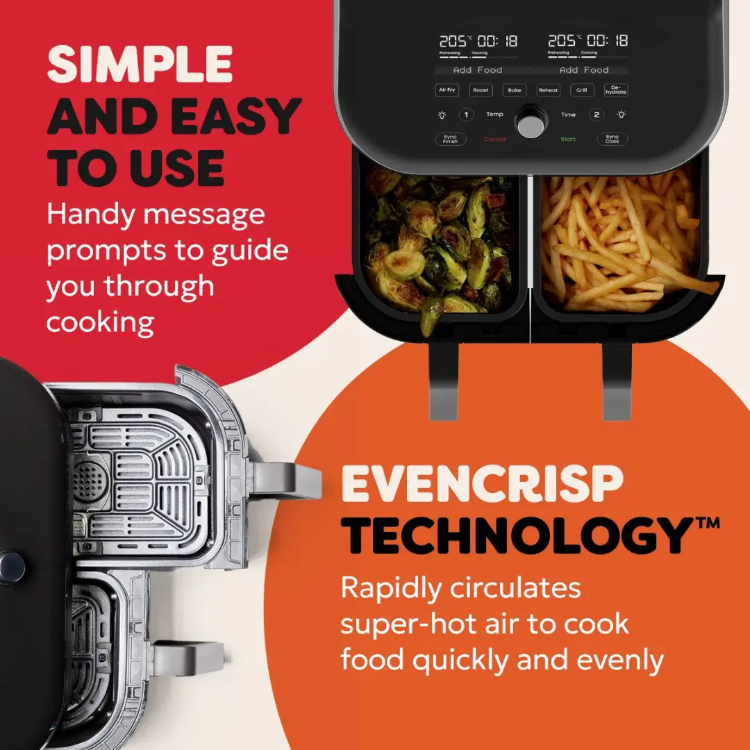 Instant Pot Vortex Plus Dual ClearCook 7,6L Airfryer - Zwart - afbeelding 6 van 6