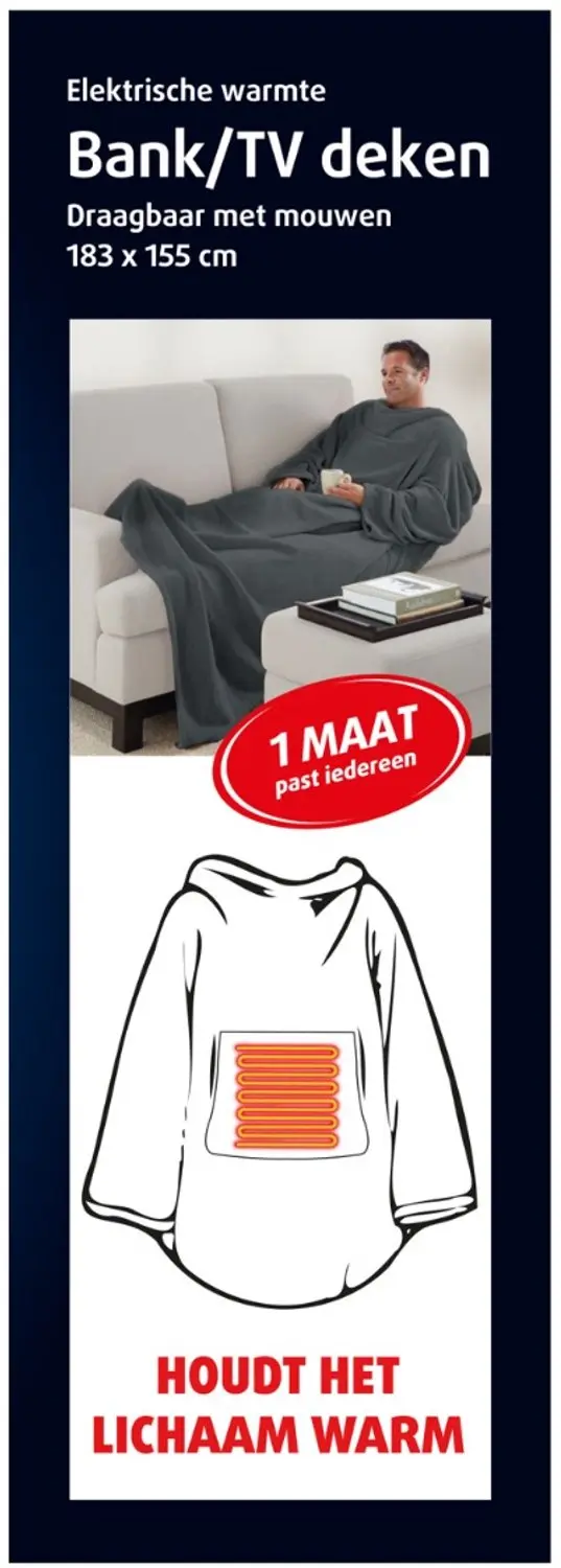 Lucovitaal Elektrische Warmte Bank/TV Deken - Extra Breed Grijs - afbeelding 2 van 6