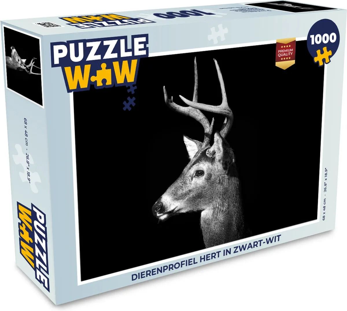 PuzzleWow Dierenprofiel Hert Legpuzzel 1000 Stuks - Multicolor