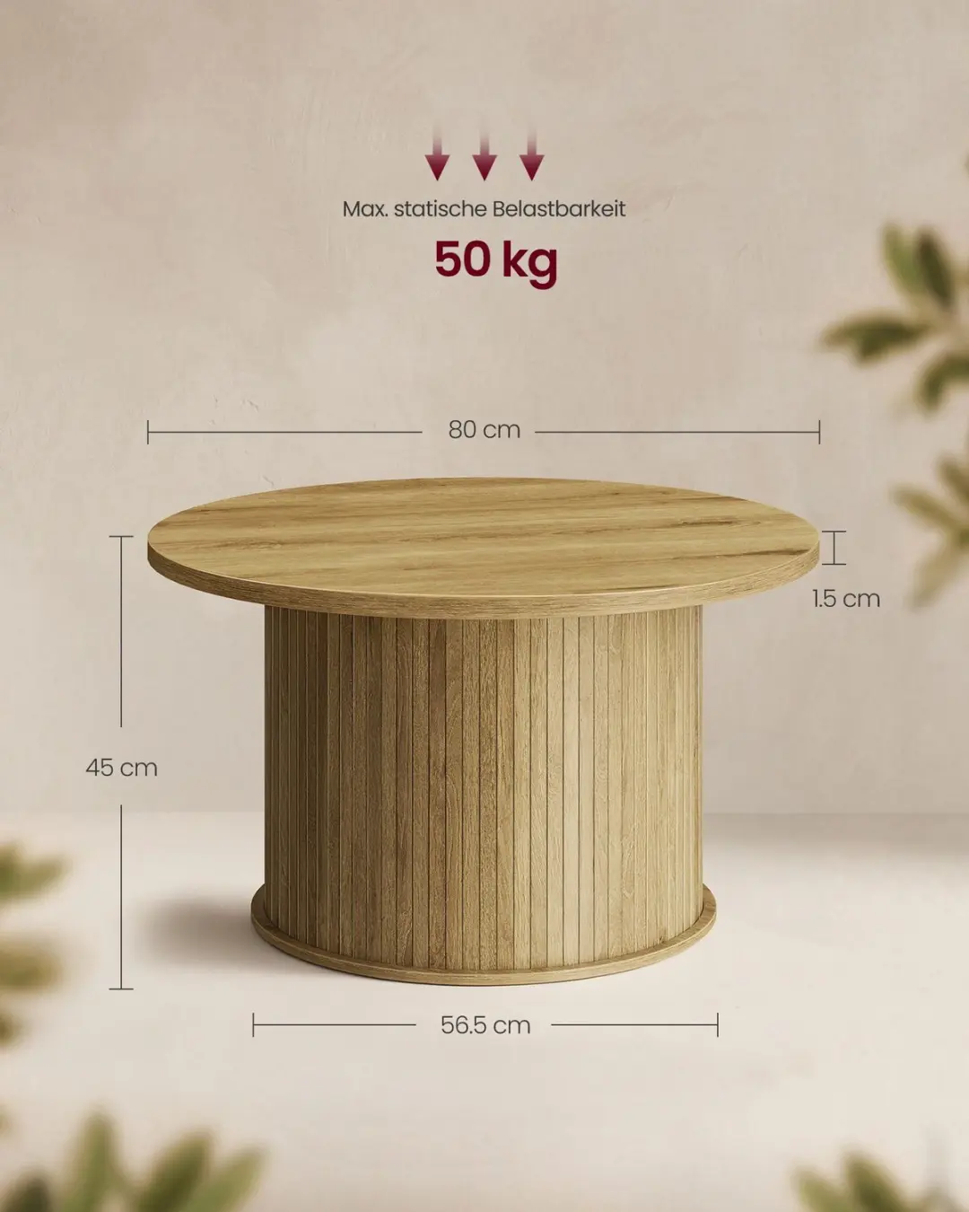 Songmics LCT276K101 Ronde Salontafel - Ø80cm - Bruin - afbeelding 4 van 6