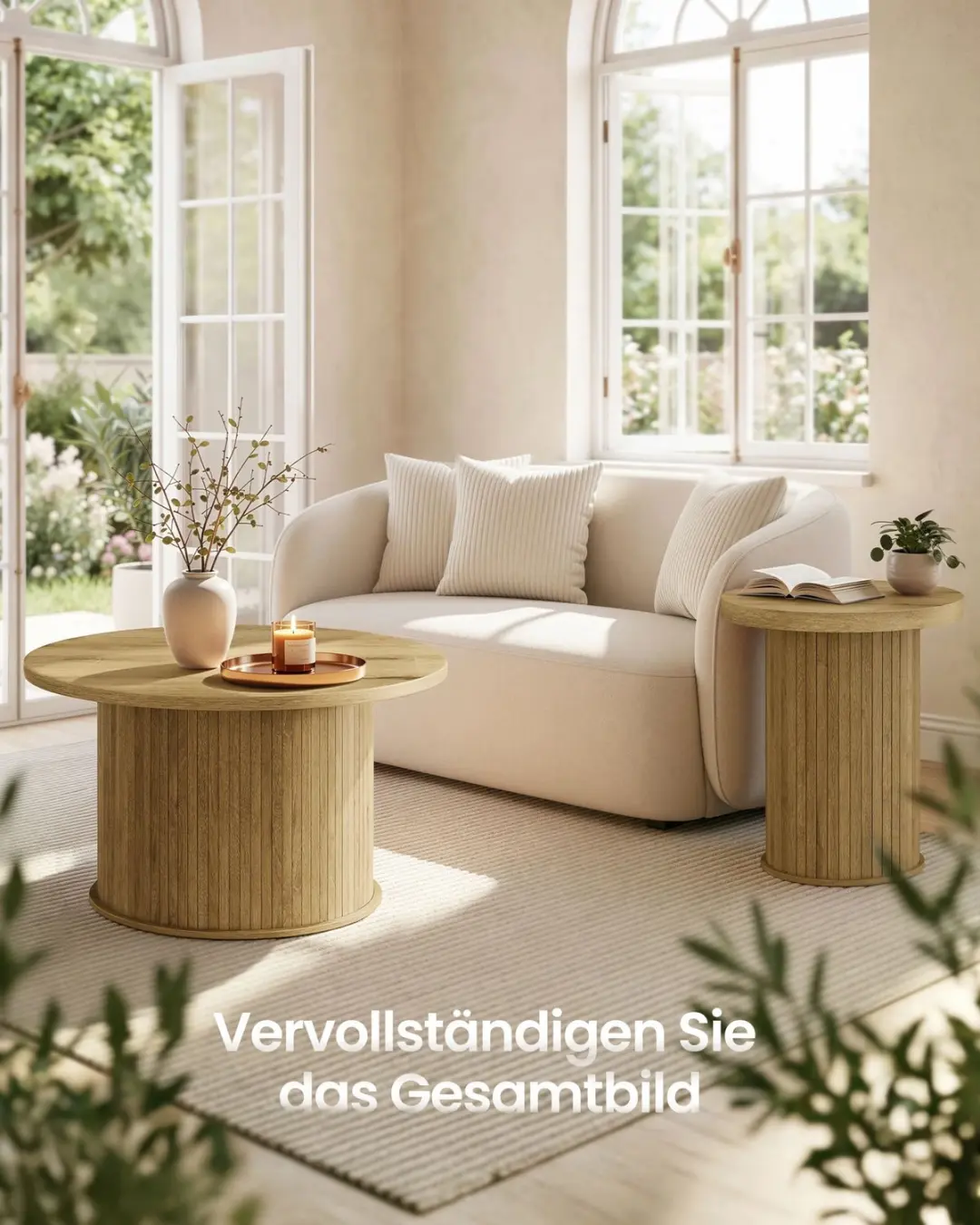 Songmics LCT276K101 Ronde Salontafel - Ø80cm - Bruin - afbeelding 3 van 6