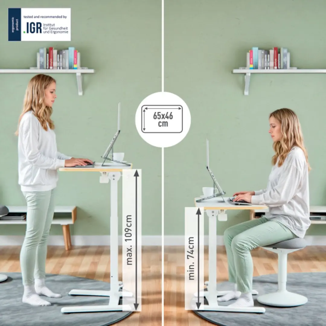 Leitz Ergo Inklapbaar Zit-Sta Bureau 65x46cm Wit - afbeelding 3 van 6