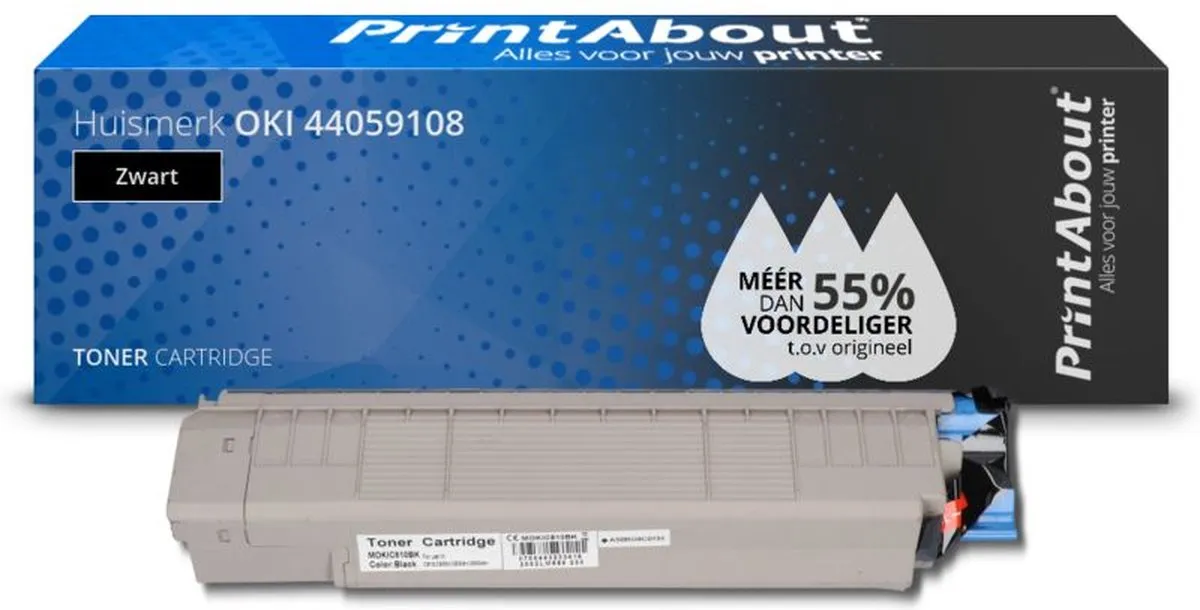 PrintAbout Huismerk OKI 44059108 Toner Zwart - 9.000 pagina's