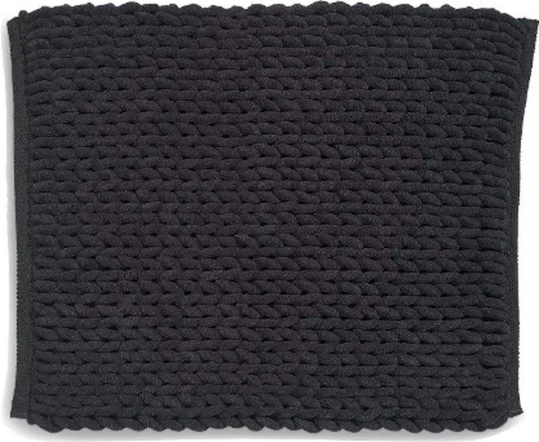 Badkamer Vloerkleed, Badmat, 65 x 55 cm, Zwart, Gerecycled Polyester, Katoen - Kela | Masha