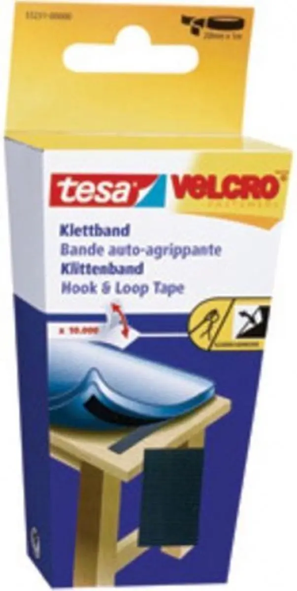 Tesa 55231-00-01 Klittenband 100x2cm - Zwart - afbeelding 5 van 6
