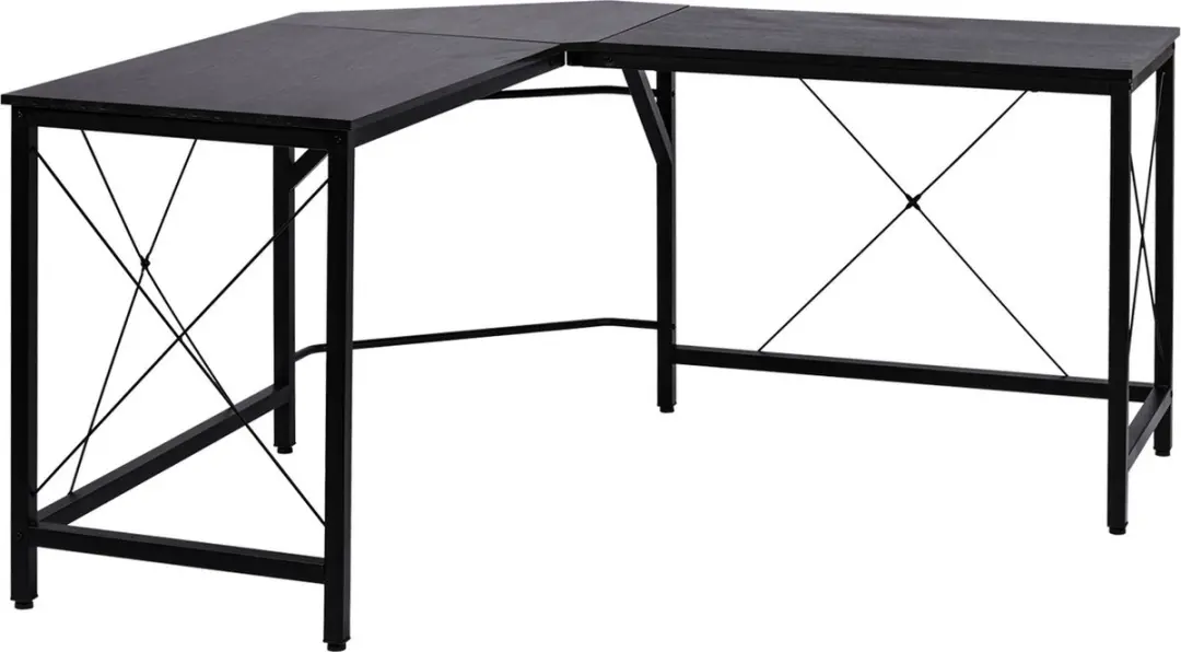 HOMCOM Computertafel L-vormig hoekbureau MDF naturel / zwart hoekbureau 836-122