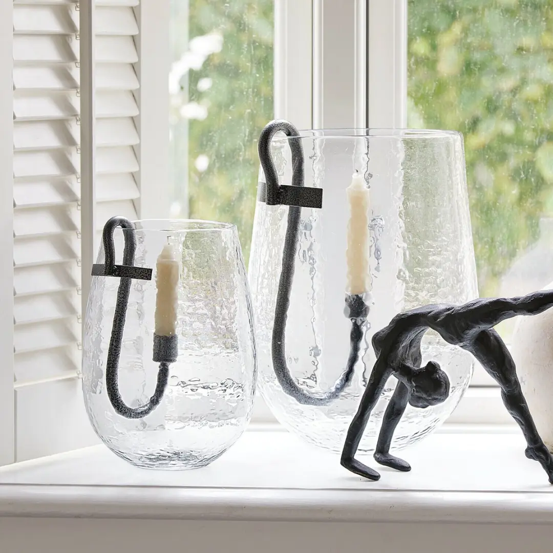 Loberon Windlichtset 2 Lorcalla - Ø18cm - Helder/Zwart - afbeelding 4 van 6