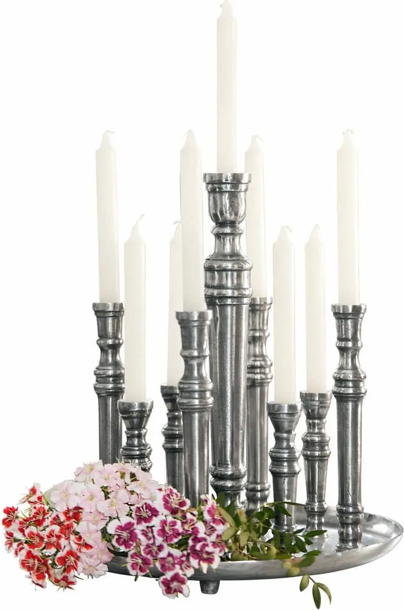 Loberon Calcot Kaarsenhouder - Ø38cm - Antiekzilverkleurig - afbeelding 2 van 6