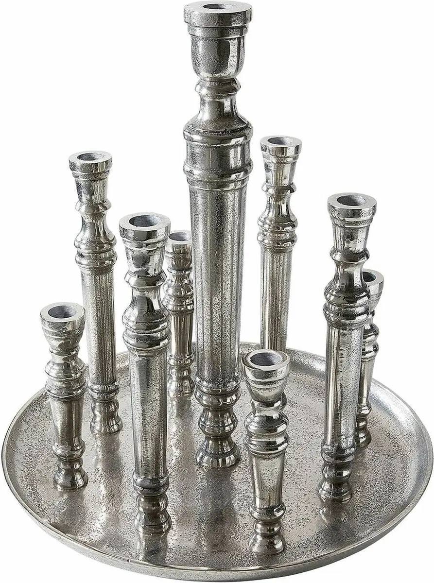 Loberon Calcot Kaarsenhouder - Ø38cm - Antiekzilverkleurig - afbeelding 3 van 6