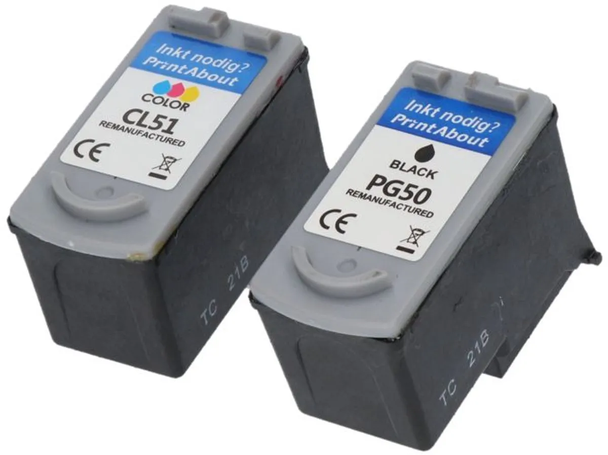 PrintAbout PG-50-PA2 Inktcartridge - Zwart + 3 Kleuren - 47ml