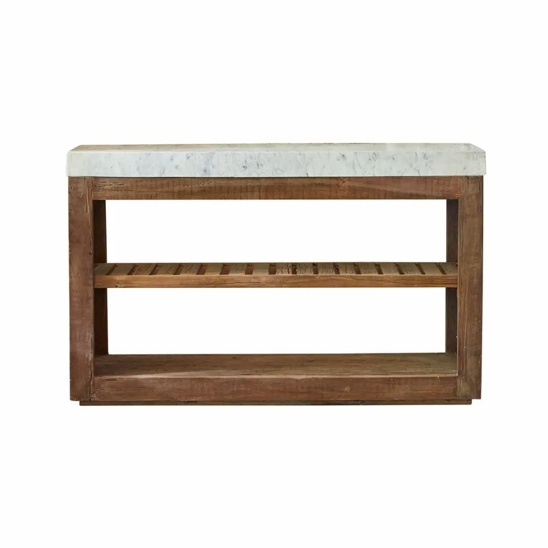 Loberon Tresienne Wandtafel - 6 Personen - Bruin/Wit - afbeelding 4 van 6