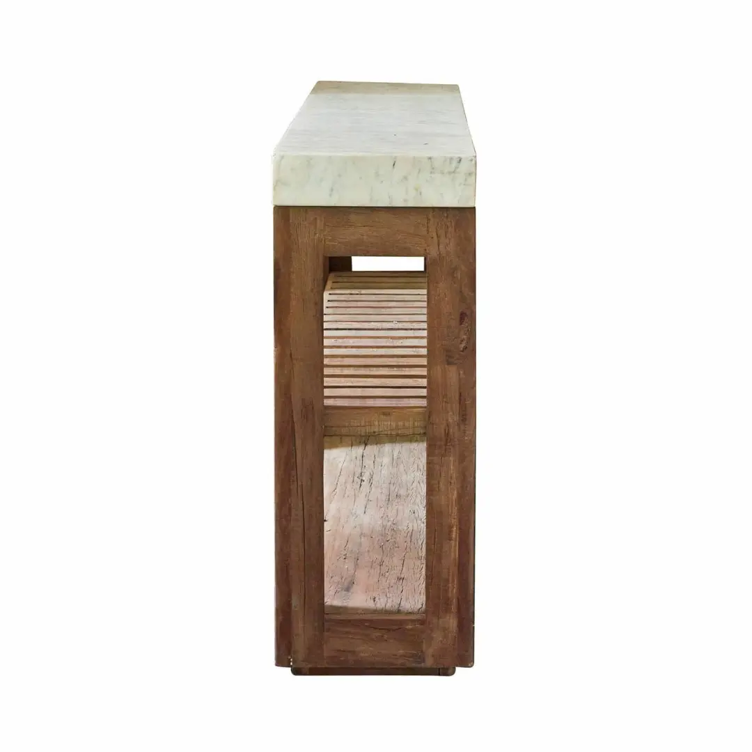 Loberon Tresienne Wandtafel - 6 Personen - Bruin/Wit - afbeelding 2 van 6