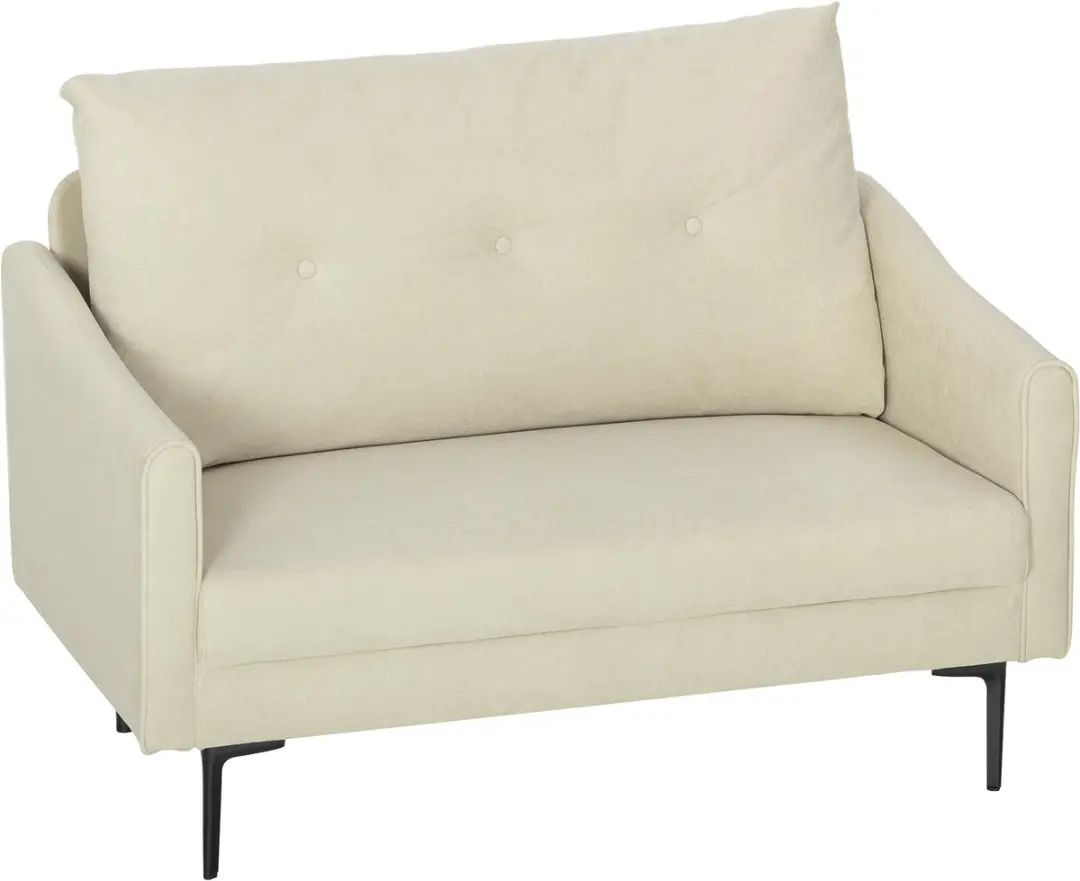 HOMCOM Loveseat Polyester, Metaal 124L x 73B x 92H cm Crèmewit