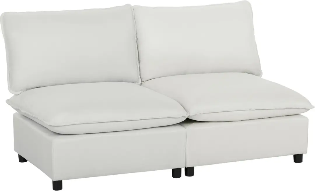 HOMCOM Loveseat-Kunstleer, Schuim-146L x 85B x 78H cm-Grijs