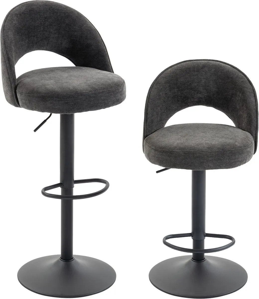 HOMCOM Barstool-Chenille (100 % Polyester)-48 x 49,5 x 110 cm-Dunkelgrau