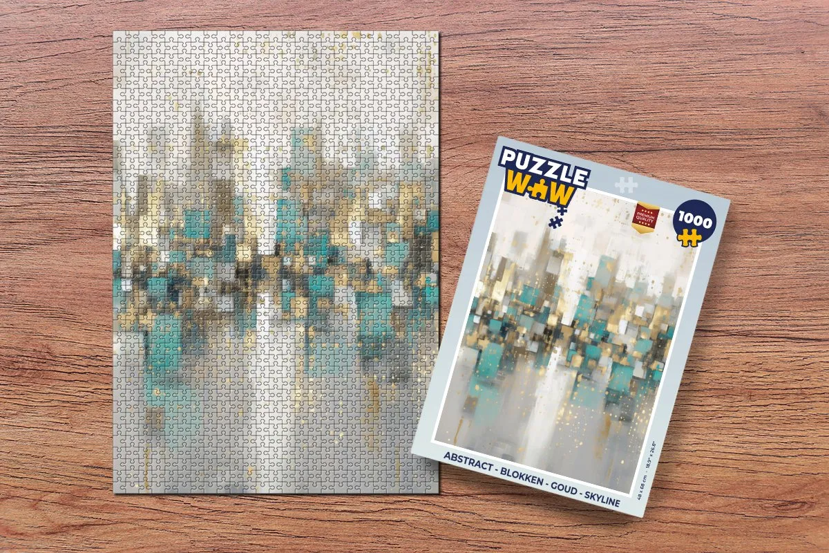 PuzzleWow Abstract Blokken Goud Skyline Legpuzzel 1000 Stuks