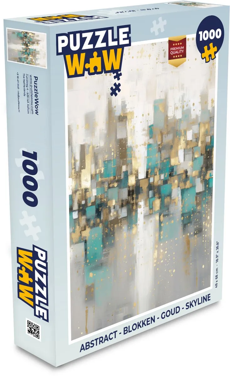 PuzzleWow Abstract Blokken Goud Skyline Legpuzzel 1000 Stuks