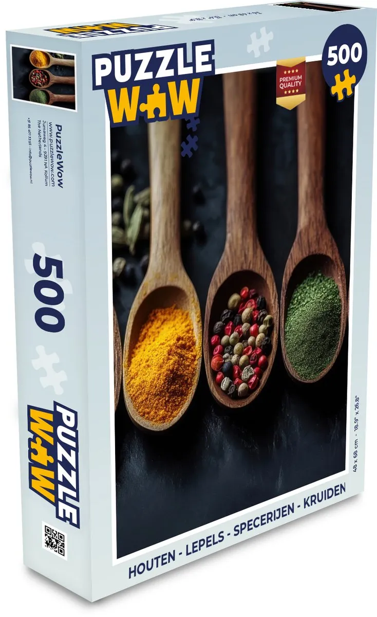 PuzzleWow Houten Lepels & Kruiden Legpuzzel 500 Stuks - 8721374600949
