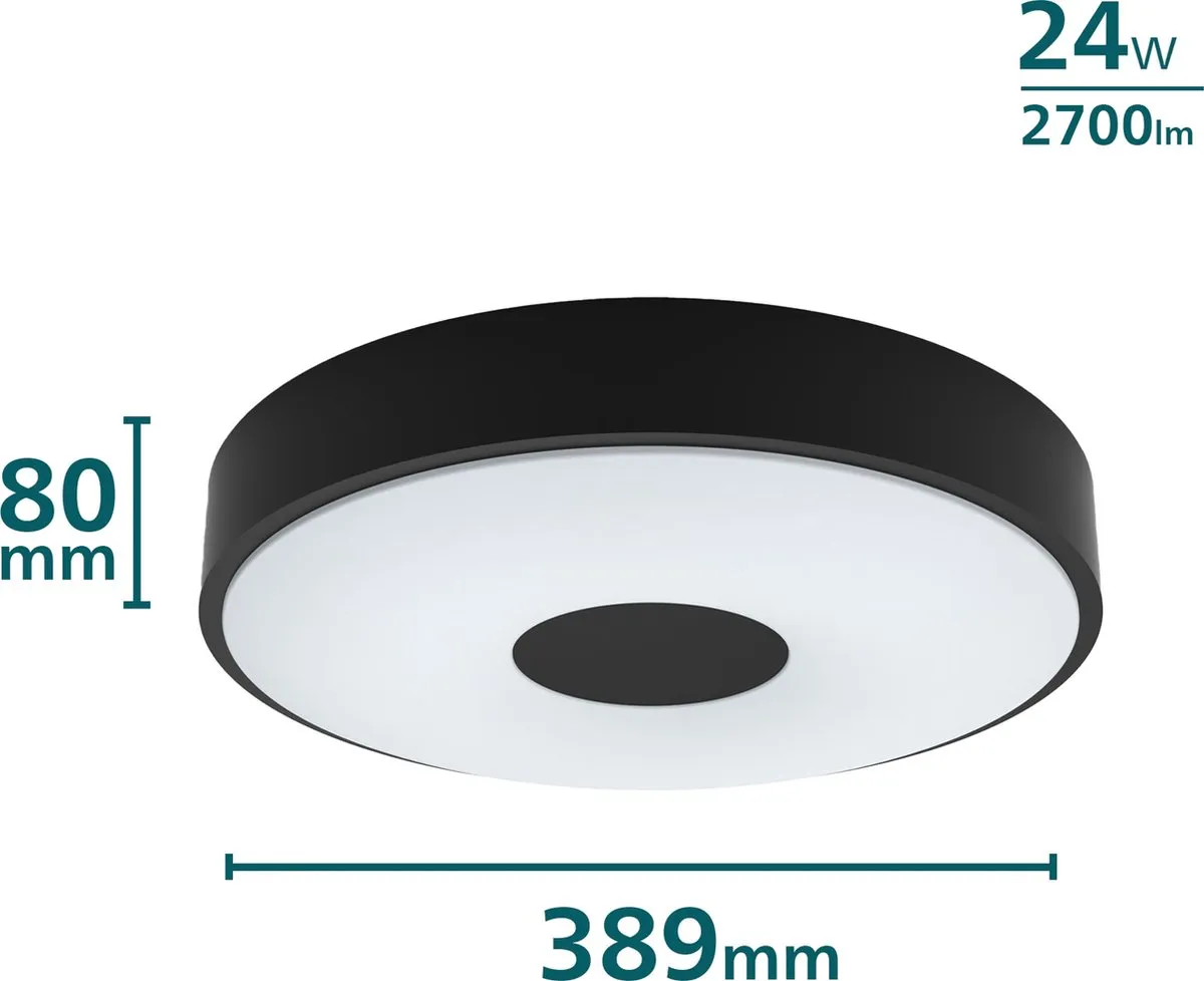 Philips Coiner Plafondlamp 24W Warmwit - Zwart