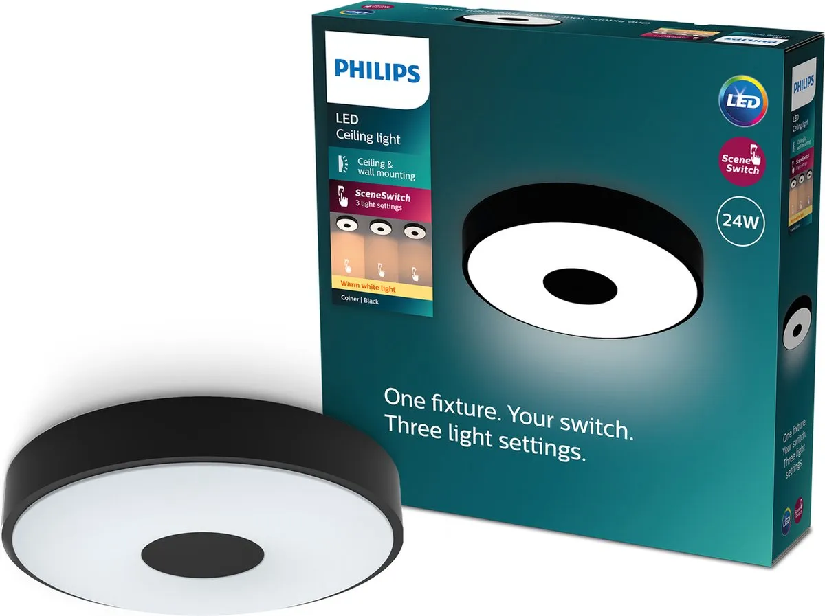 Philips Coiner Plafondlamp 24W Warmwit