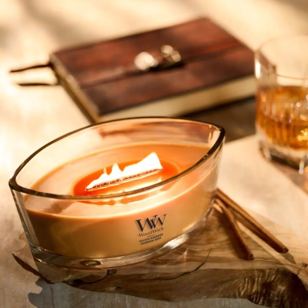 WoodWick Golden Bourbon Ellipse Kaars - 50 Branduren - afbeelding 5 van 6