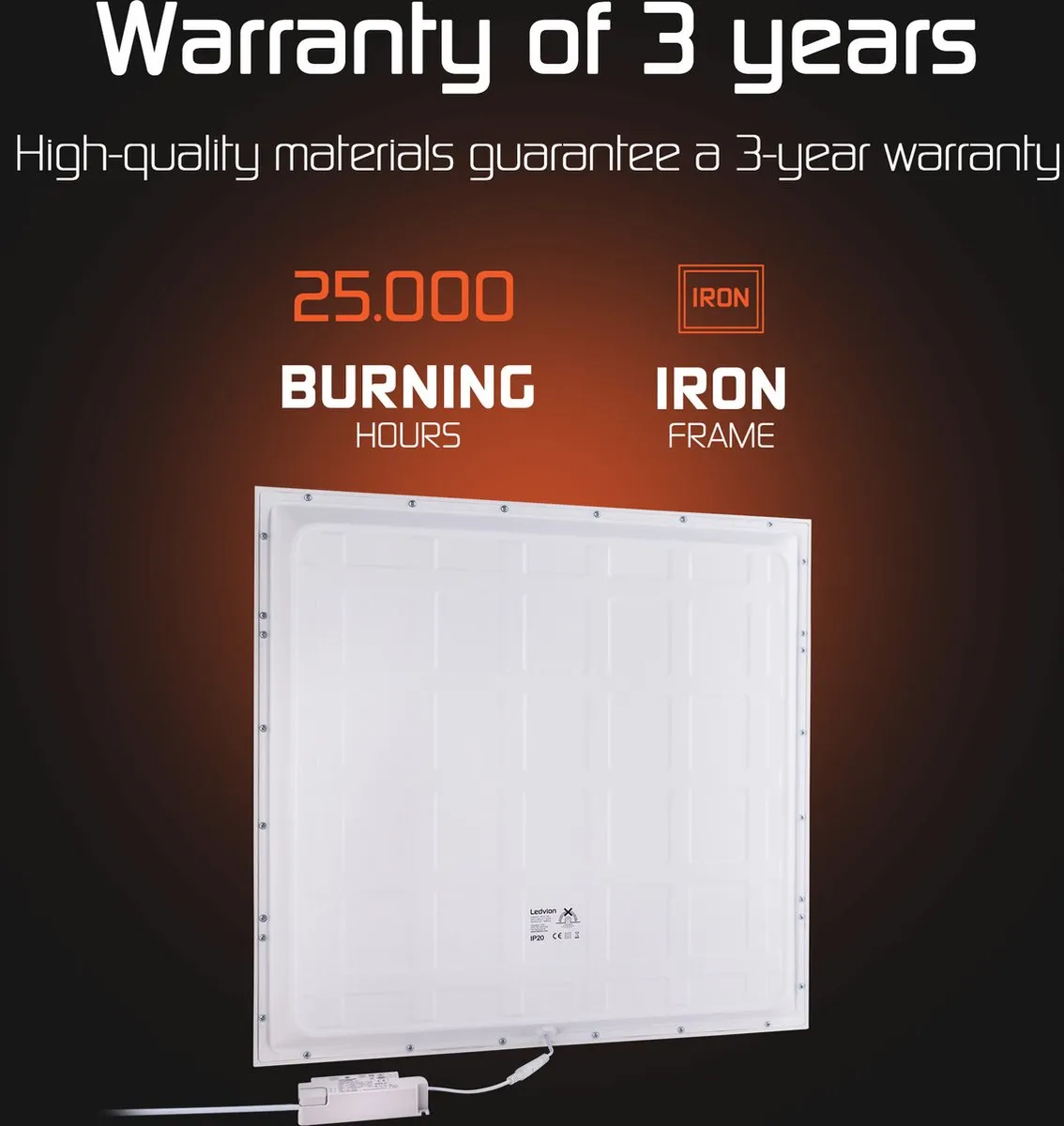 LEDVION LED Paneel 60x60 36W 4000K - Inbouwarmatuur - afbeelding 5 van 6