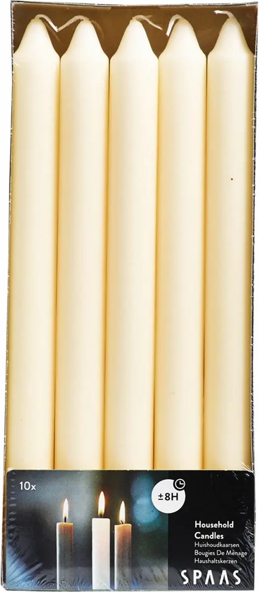Spaas Tafelkaarsen Ivoor 24cm - ± 8 uur - 10 stuks - afbeelding 2 van 6
