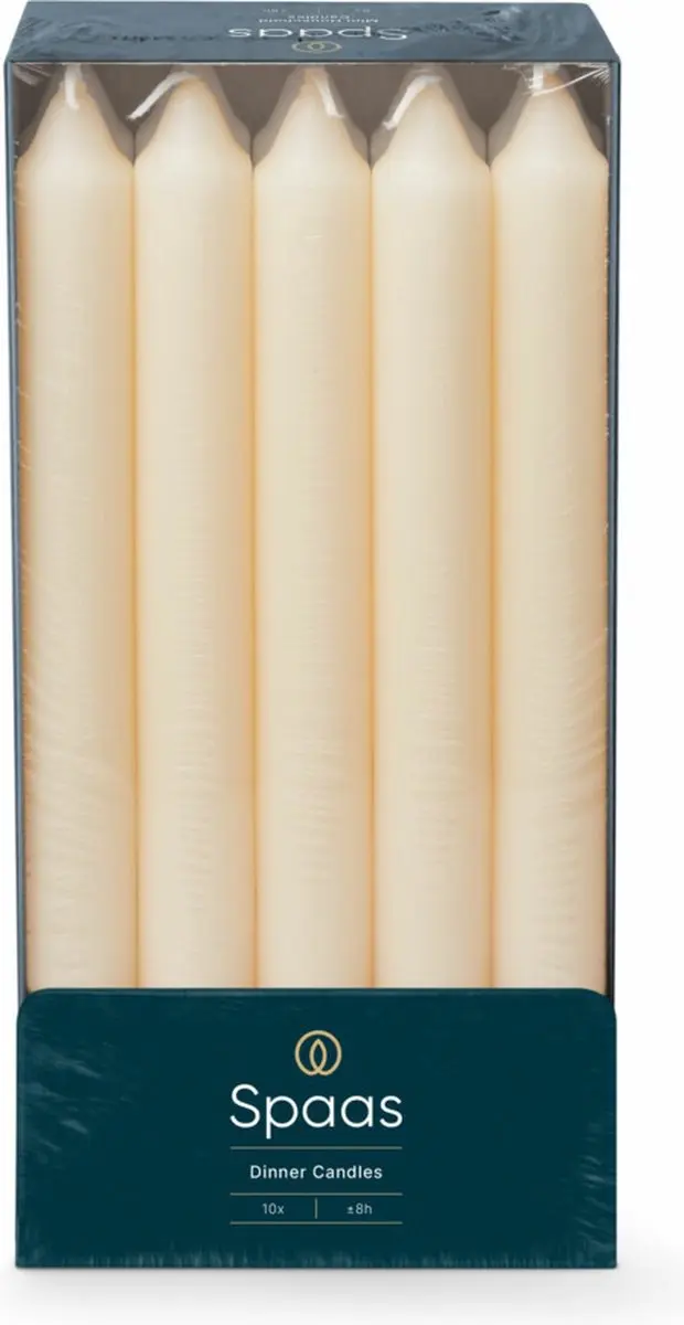 Spaas Tafelkaarsen Ivoor 24cm - ± 8 uur - 10 stuks - afbeelding 6 van 6