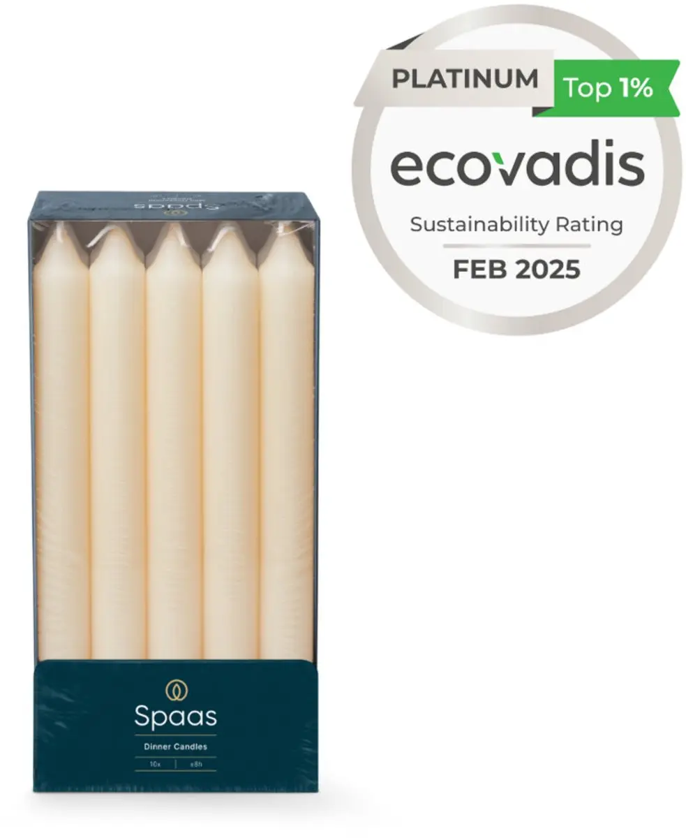 Spaas Tafelkaarsen Ivoor 24cm - ± 8 uur - 10 stuks - afbeelding 5 van 6