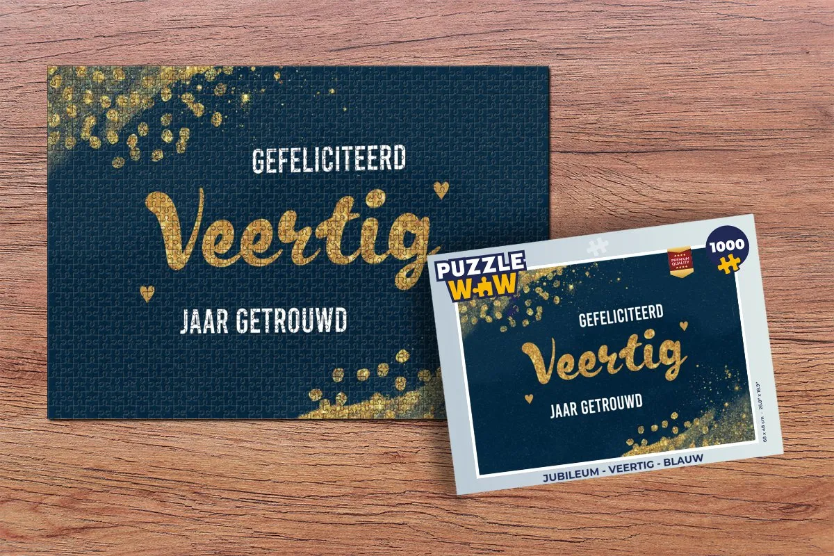 PuzzleWow Legpuzzel Gefeliciteerd Veertig Jaar Getrouwd - 1000 Stuks - Multicolor