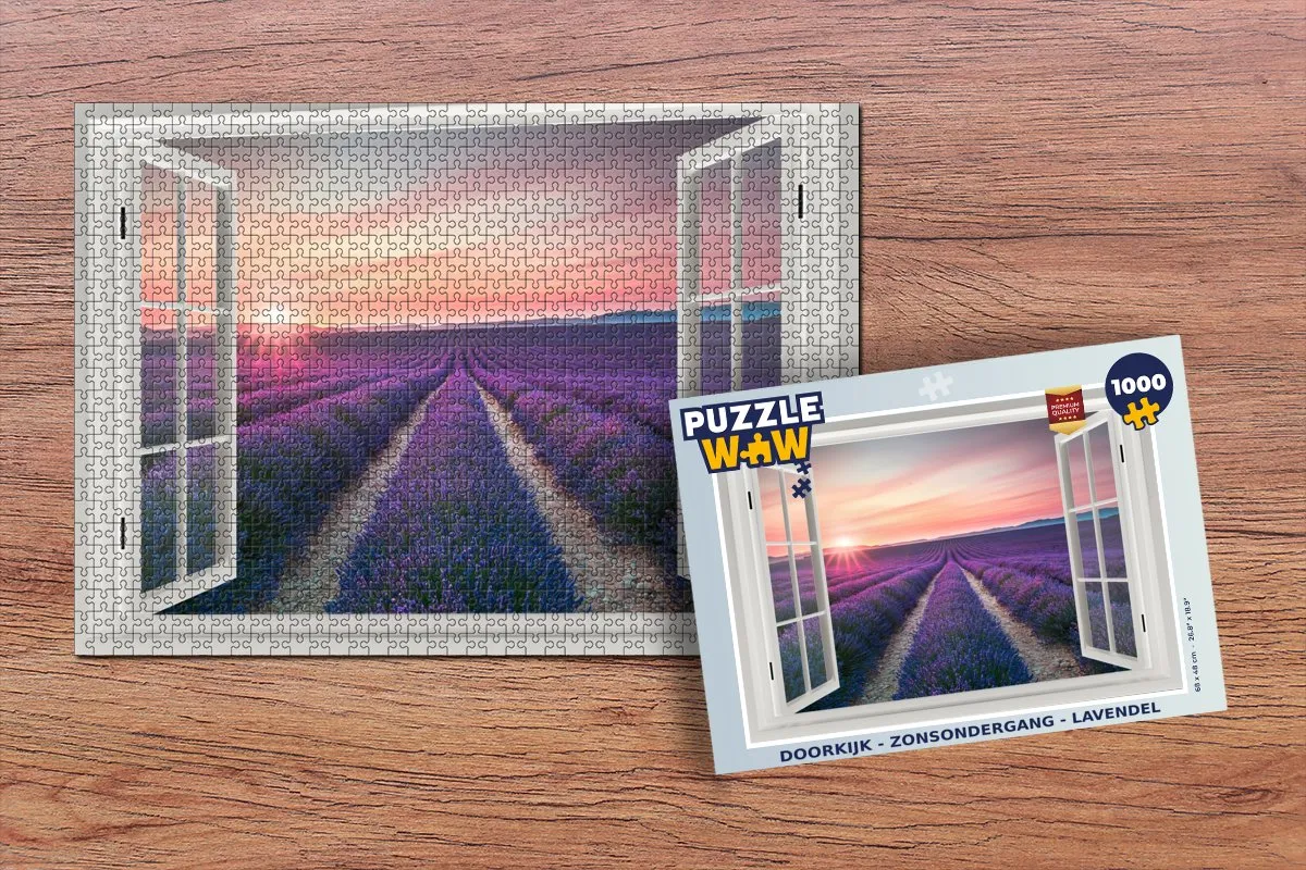 PuzzleWow Doorkijk Zonsondergang Legpuzzel 1000 Stuks - Lavendel