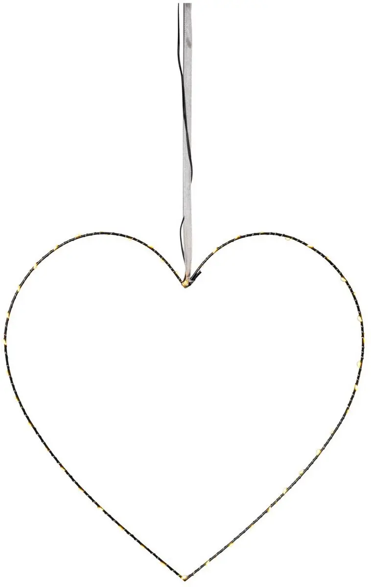 Star Trading hanglamp hart 'Mira', 45 LED's, netvoeding, zwart, warm wit, H 45 c