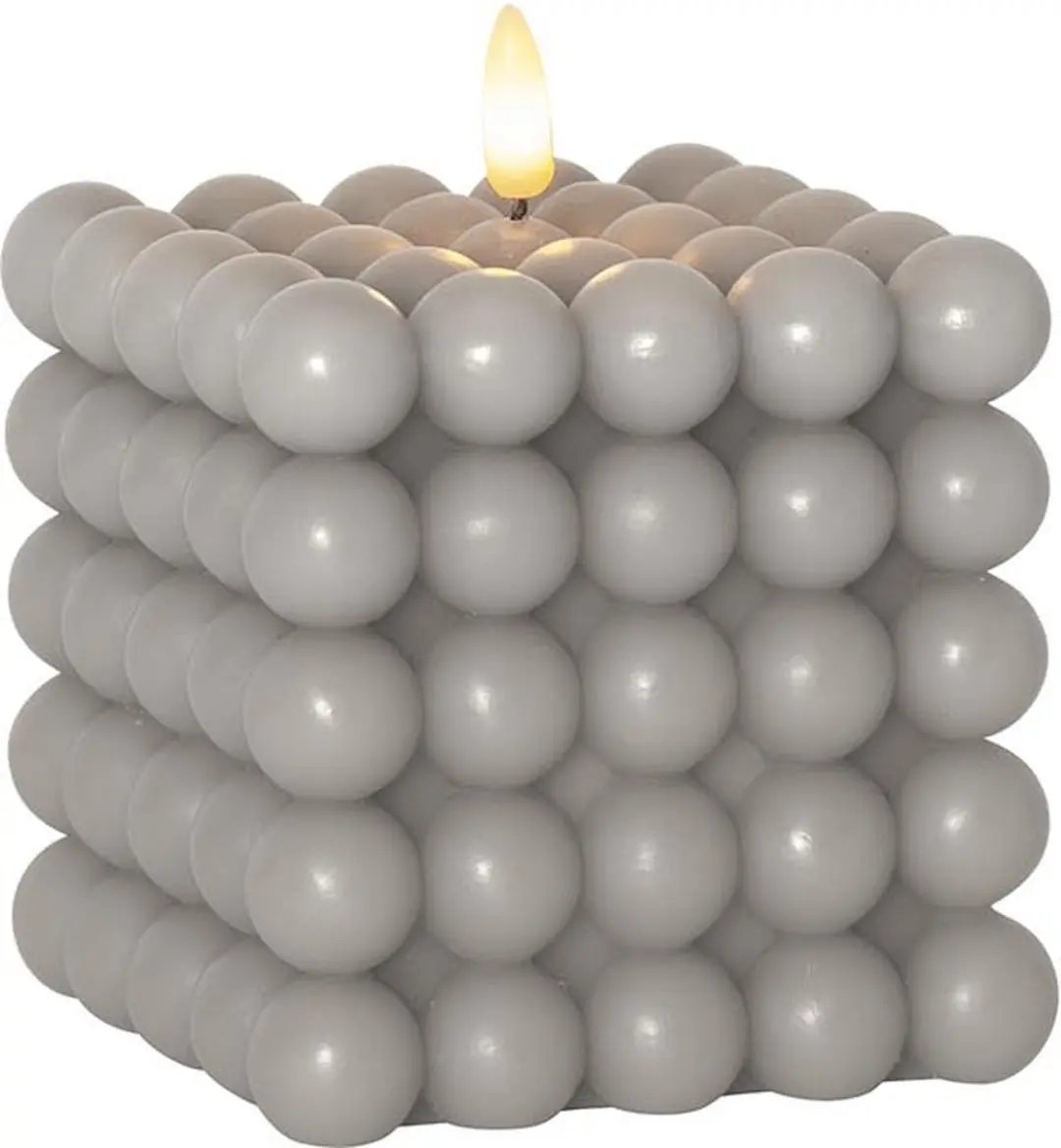 Star Trading Kaars Flame Dot, noppenkaars, grijs, LED, timer, warm wit, 12,5 cm