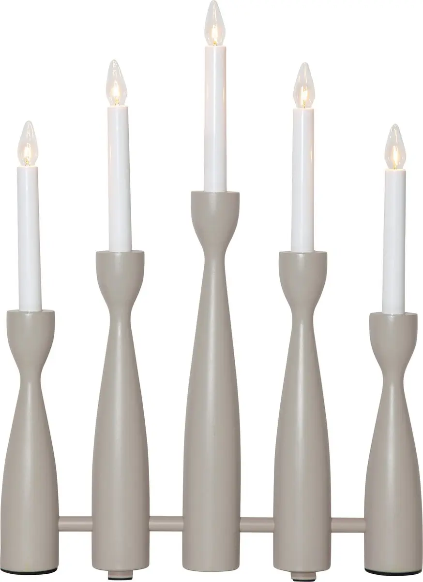 Star Trading kandelaar 'Midja', LED, 5-armig, hout, grijsbruin