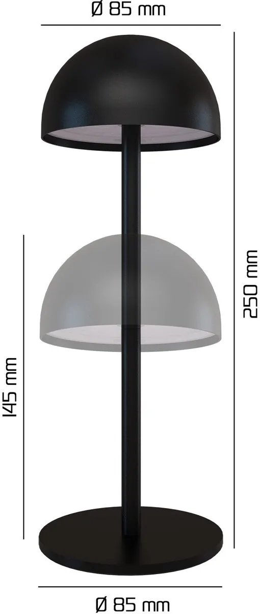 Ledvion Vita Oplaadbare Tafellamp - 2.5W - Zwart