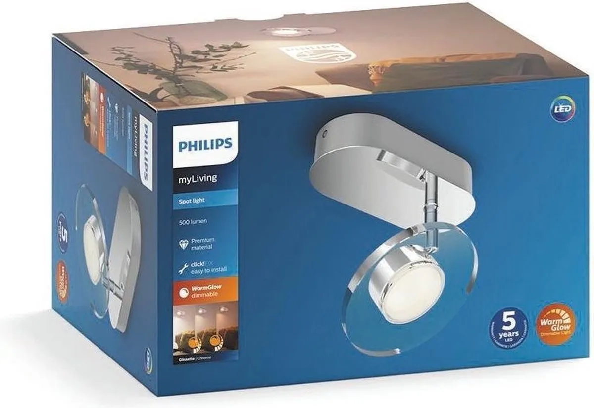 Philips Glissette Opbouwspot 1 Lichtpunt - 500lm - Chroom
