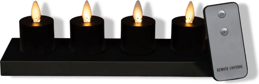 Anna's Collection Oplaadbare LED Theelichtjes 4 Stuks - Zwart - afbeelding 4 van 6