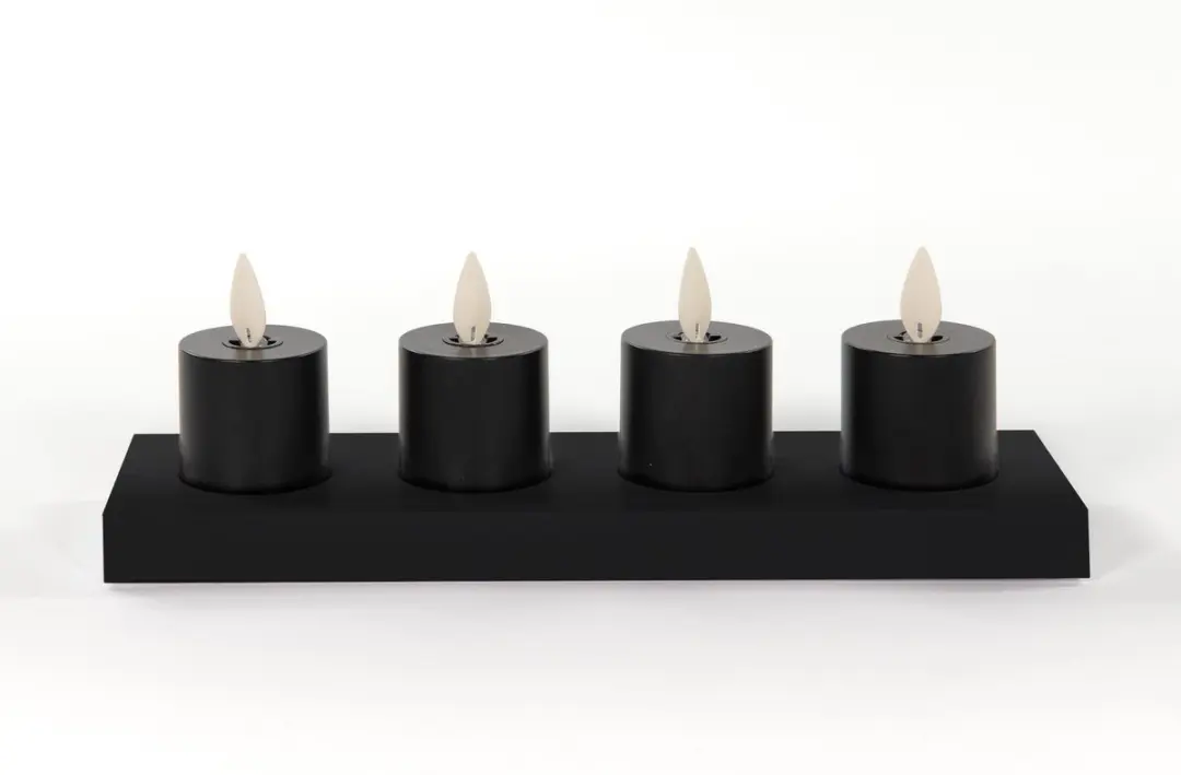 Anna's Collection Oplaadbare LED Theelichtjes 4 Stuks - Zwart - afbeelding 2 van 6
