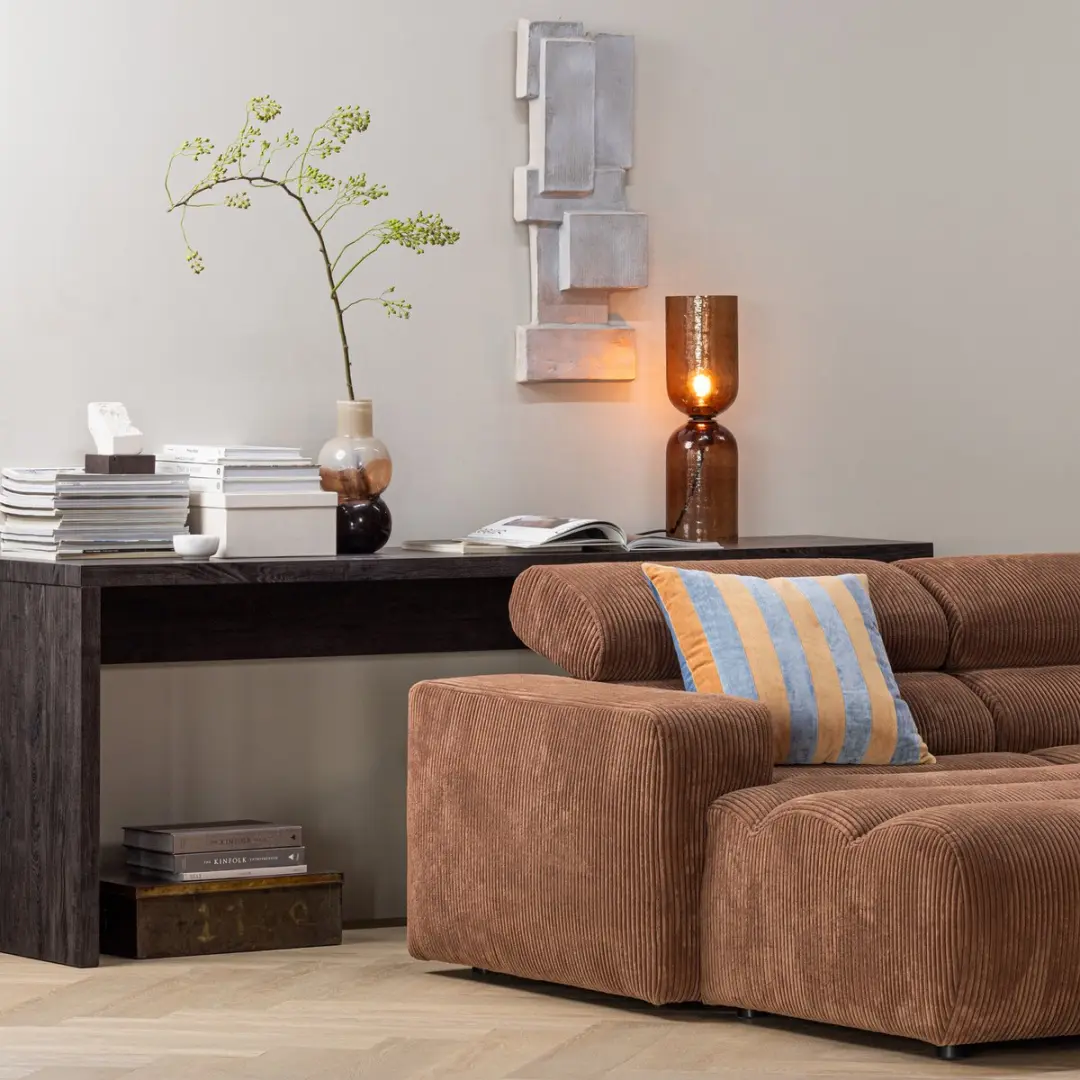 WOOOD Maan Sidetable 200x45cm Donkerbruin - afbeelding 2 van 6