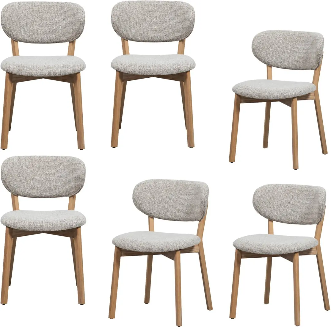 WOOOD Udar Eetkamerstoelen Houten Frame - Naturel - Set van 6