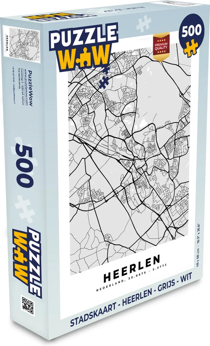 PuzzleWow Stadskaart Heerlen Legpuzzel 500 Stuks
